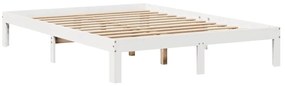 Estrutura de cama com gavetas 160x200 cm pinho maciço branco