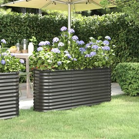 Canteiro elevado jardim 152x40x68 aço revestido a pó antracite
