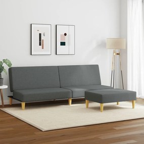 vidaXL Sofá-cama de 2 lugares c/ apoio de pés tecido cinzento-escuro
