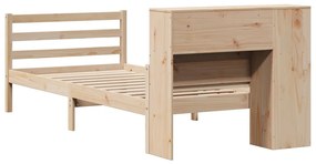 Cama com estante sem colchão 75x190 cm pinho maciço