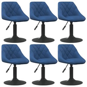 Cadeiras de jantar giratórias 6 pcs veludo azul