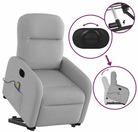 Poltrona elétrica elevatória massagens tecido cinzento-nublado