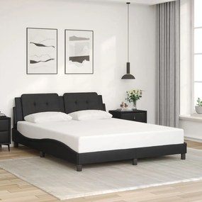 Estrutura cama c/ cabeceira 160x200 cm couro artificial preto