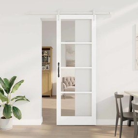 Conjunto de Porta Deslizante vidaXL com Hardware Branca 83x232 cm Madeira Maciça Pinheiro