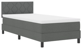 Cama Box Spring com Colchão &amp; LED Cinza Escuro 90x190 cm Tecido