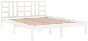 Estrutura de cama casal 135x190 cm madeira maciça branco