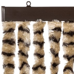 Cortina anti-insetos 100x230 cm chenille bege e castanho