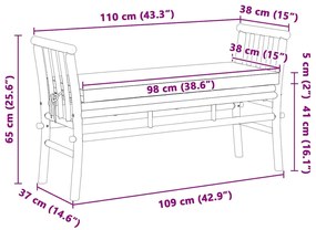Banco de Jardim vidaXL com Almofada de 110 cm em Bambu