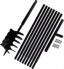 Broca de solo manual 200 mm com tubo de prolongamento 9 mm aço