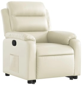 Poltrona reclinável elevatória couro artificial cor creme