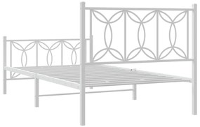 Estrutura de cama com cabeceira e pés 107x203 cm metal branco