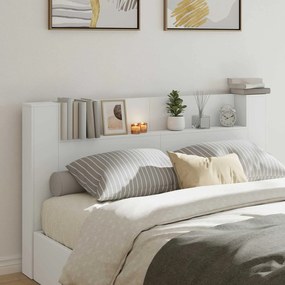 vidaXL Cabeceira com Armário e LED Branco 180 x 16,5 x 103,5 cm