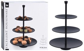 Bandeja de servir 3 níveis 36,5 cm preto mate