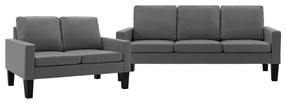 2 pcs conjunto de sofás couro artificial cinzento
