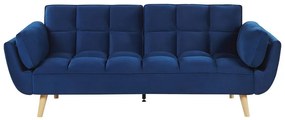 Sofá-cama em veludo azul marinho ASBY Beliani