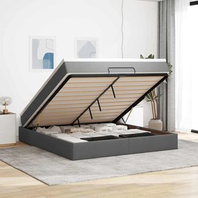 vidaXL Estrutura de cama otomana com colchão 180x200cm cinzento escuro