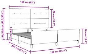 Cama vidaXL Preta 160x200 cm em Tecido