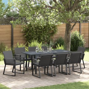 vidaXL Conjunto de Jantar de 6 Peças com Almofadas de Aço Antracite e Rattan