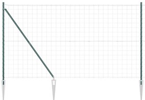 Cerca Euro da com 7 postes em espeto, 1,6 x 10m, aço galvanizado verde