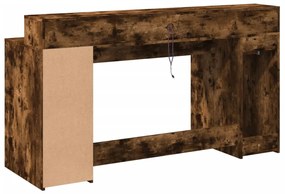 Secretária luzes LED 160x55x91cm deriv. madeira carvalho fumado