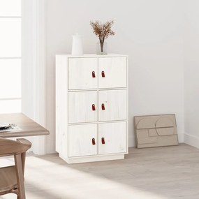 vidaXL Aparador alto 67x40x108,5 cm pinho maciço branco