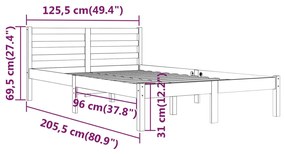 Estrutura de cama 120x200 cm pinho maciço