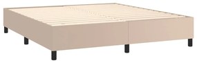 Cama box spring c/colchão/LED 180x200cm couro artif. cappuccino