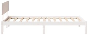 Estrado de Cama com Cabeceira Branca 90x200 cm Madeira de Pinho Maciça