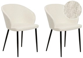 Conjunto de 2 cadeiras de jantar em tecido bouclé branco-creme MASON Beliani