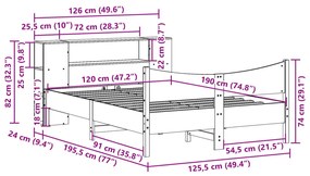 Cama sem colchão 120x190 cm madeira de pinho maciça branco