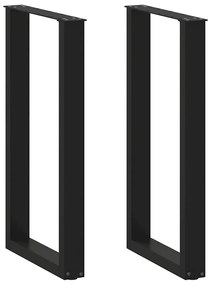 vidaXL Pés de mesa de bar em forma de U, 2 peças, preto, 50x(90-91) cm, aço
