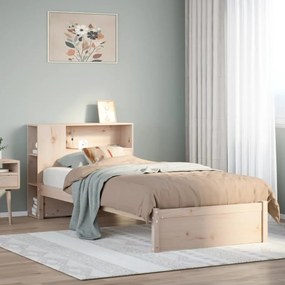 vidaXL Cama com estante sem colchão 100x200 cm pinho maciço