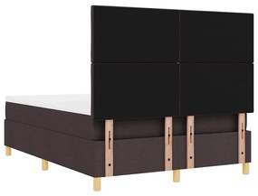Cama Box Spring com Colchão Castanho 140x190 cm Tecido