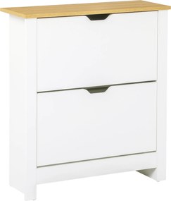 Sapateira  Estreita Armário para Sapatos com 2 Gavetas Basculantes para 12 Pares de Sapatos 72x26x80 cm Branca