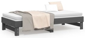Estrutura sofá-cama de puxar 2x(90x190) cm pinho maciço cinza