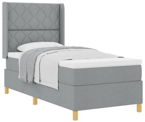 Cama Box com Colchão Cinza Claro 90x190 cm