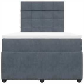 Cama boxspring com colchão 120x190 cm veludo cinzento-escuro