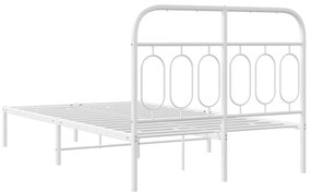 Estrutura de cama com cabeceira 120x190 cm metal branco