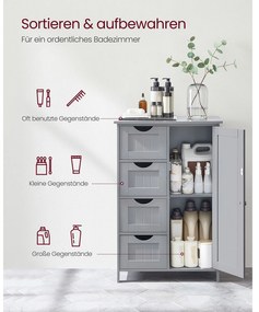 Armário de casa de banho com 4 gavetas 30 x 55 x 82 cm Cinzento místico