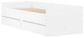 Estrutura cama de solteiro pequena c/ gavetas 75x190 cm branco