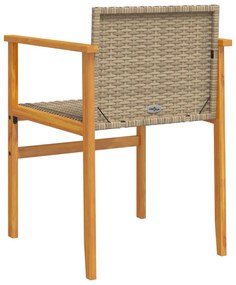 Cadeiras de jardim 2 pcs vime PE/madeira maciça bege