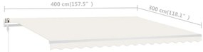 Toldo retrátil manual com postes 4x3 m cor creme