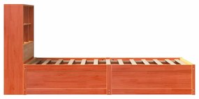 Cama sem colchão 90x190 cm madeira de pinho maciça castanho-mel