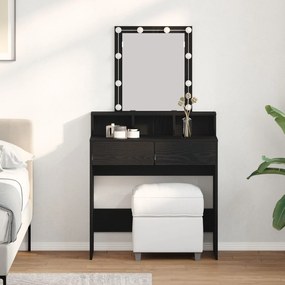 Mesa de Maquiagem com Espelho e Luzes LED Carvalho Preto Madeira Engen