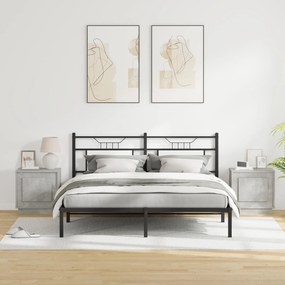 Cômodas de Cabeceira com Luzes LED 2 pcs Cinza Concreto 44x34,5x45 cm