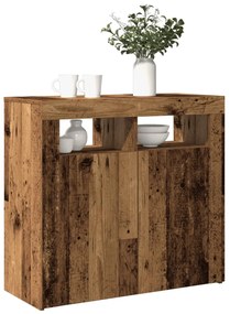 Aparador c/ luzes LED 80x35x75 cm deriv. madeira madeira velha