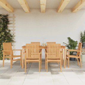 vidaXL Conjunto de jantar para jardim 7 pcs madeira de teca maciça