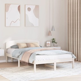 Estrado de Cama com Cabeceira Branco 140x190 cm Madeira Pinho