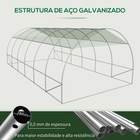 Estufa de Túnel 600x300x200cm com Porta Enrolável 12 Janelas Cobertura