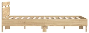 Estrutura cama c/ cabeceira/luzes LED 120x200cm carvalho sonoma